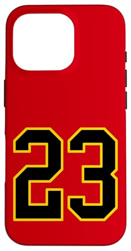 Nummer 23 College Sports Style in Schwarz und Gelb Hülle für iPhone 16 Pro von Sports Numbers Store