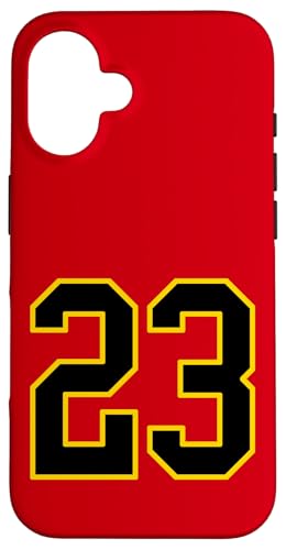 Nummer 23 College Sports Style in Schwarz und Gelb Hülle für iPhone 16 von Sports Numbers Store