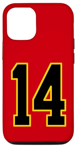 Nummer 35.6 cm schwarz und gelb College Sports Style Hülle für iPhone 12/12 Pro von Sports Numbers Store