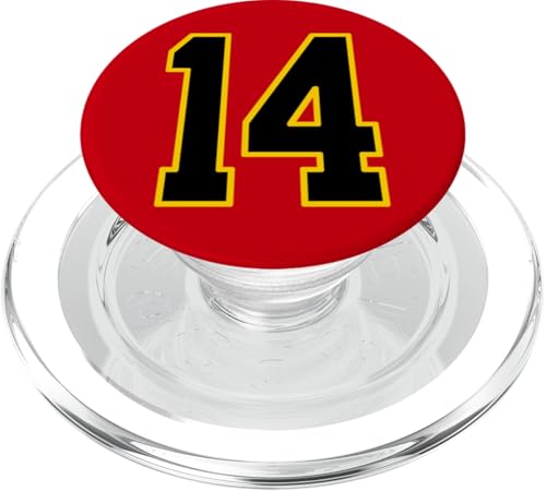 Nummer 35.6 cm schwarz und gelb College Sports Style PopSockets PopGrip für MagSafe von Sports Numbers Store