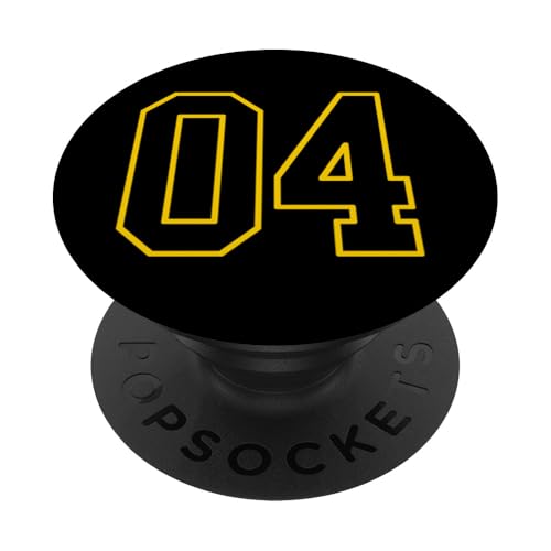 Nummer 4 im schwarz-gelben College-Sport-Stil PopSockets Klebender PopGrip Nummer 4 im schwarz-gelben College-Sport-Stil PopSockets Klebender PopGrip von Sports Numbers Store