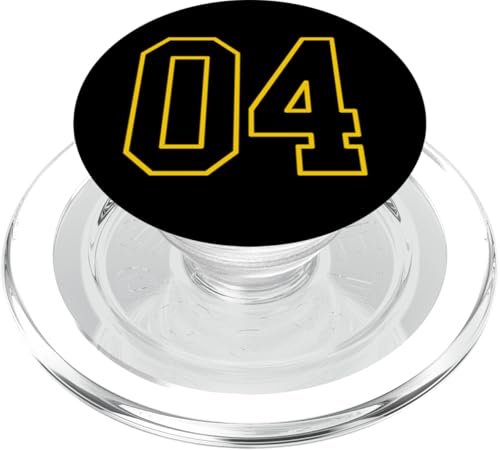Nummer 4 im schwarz-gelben College-Sport-Stil PopSockets PopGrip für MagSafe von Sports Numbers Store