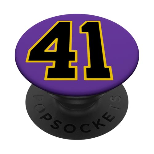 Nummer 41 im schwarz-gelben College-Sport-Stil PopSockets Klebender PopGrip von Sports Numbers Store