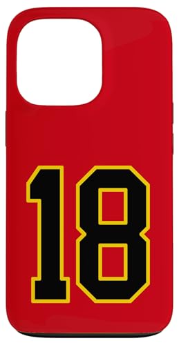 Nummer 45.7 cm schwarz und gelb College Sports Style Hülle für iPhone 13 Pro von Sports Numbers Store