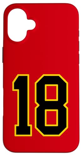 Nummer 45.7 cm schwarz und gelb College Sports Style Hülle für iPhone 16 Plus von Sports Numbers Store