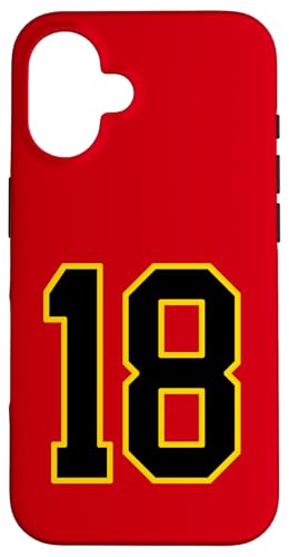 Nummer 45.7 cm schwarz und gelb College Sports Style Hülle für iPhone 16 von Sports Numbers Store