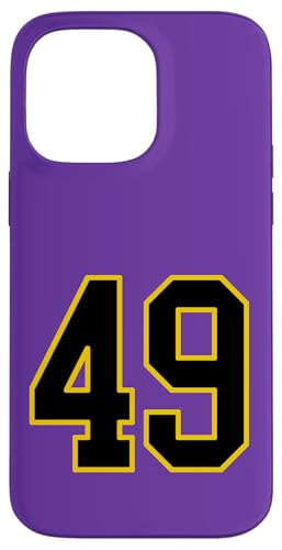 Nummer 49 im schwarz-gelben College-Sport-Stil Hülle für iPhone 14 Pro Max von Sports Numbers Store