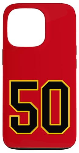 Nummer 50 im schwarz-gelben College-Sport-Stil Hülle für iPhone 13 Pro von Sports Numbers Store
