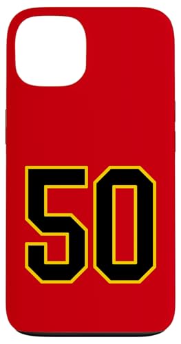 Nummer 50 im schwarz-gelben College-Sport-Stil Hülle für iPhone 13 von Sports Numbers Store
