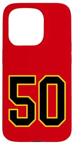 Nummer 50 im schwarz-gelben College-Sport-Stil Hülle für iPhone 15 Pro von Sports Numbers Store