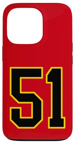 Nummer 51 im schwarz-gelben College-Sport-Stil Hülle für iPhone 13 Pro von Sports Numbers Store