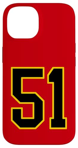 Nummer 51 im schwarz-gelben College-Sport-Stil Hülle für iPhone 14 von Sports Numbers Store