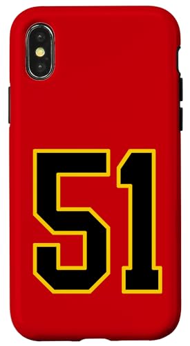 Nummer 51 im schwarz-gelben College-Sport-Stil Hülle für iPhone X/XS von Sports Numbers Store