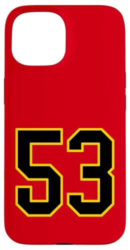 Nummer 53 im schwarz-gelben College-Sport-Stil Hülle für iPhone 15 von Sports Numbers Store