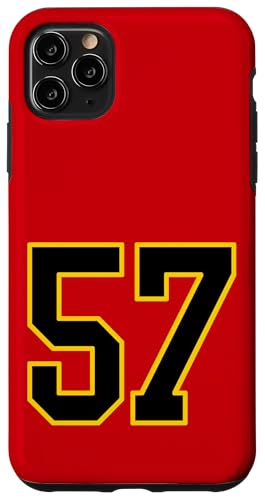 Nummer 57 im schwarz-gelben College-Sport-Stil Hülle für iPhone 11 Pro Max von Sports Numbers Store