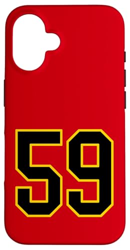 Nummer 59 im schwarz-gelben College-Sport-Stil Hülle für iPhone 16 von Sports Numbers Store