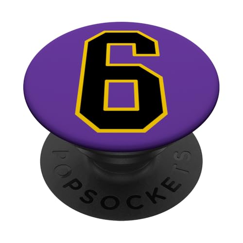 Nummer 6 im schwarz-gelben College-Sport-Stil PopSockets Klebender PopGrip Nummer 6 im schwarz-gelben College-Sport-Stil PopSockets Klebender PopGrip von Sports Numbers Store