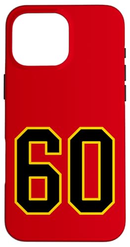 Nummer 60 im schwarz-gelben College-Sport-Stil Hülle für iPhone 16 Pro Max von Sports Numbers Store