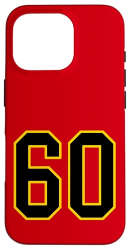 Nummer 60 im schwarz-gelben College-Sport-Stil Hülle für iPhone 16 Pro von Sports Numbers Store