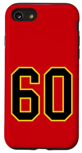 Nummer 60 im schwarz-gelben College-Sport-Stil Hülle für iPhone SE (2020) / 7 / 8 von Sports Numbers Store