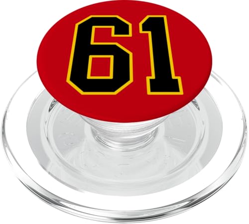 Nummer 61 im schwarz-gelben College-Sport-Stil PopSockets PopGrip für MagSafe von Sports Numbers Store