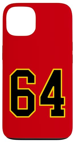 Nummer 64 im schwarz-gelben College-Sport-Stil Hülle für iPhone 13 von Sports Numbers Store