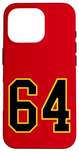 Nummer 64 im schwarz-gelben College-Sport-Stil Hülle für iPhone 16 Pro von Sports Numbers Store