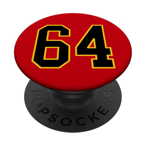 Nummer 64 im schwarz-gelben College-Sport-Stil PopSockets Klebender PopGrip Nummer 64 im schwarz-gelben College-Sport-Stil PopSockets Klebender PopGrip von Sports Numbers Store