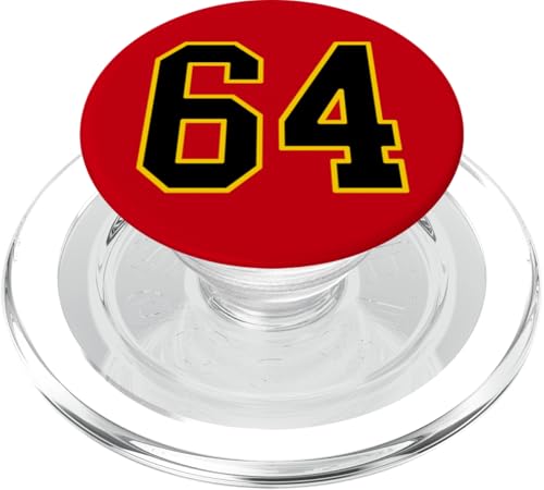 Nummer 64 im schwarz-gelben College-Sport-Stil PopSockets PopGrip für MagSafe von Sports Numbers Store