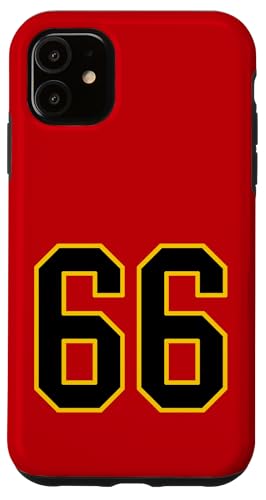 Nummer 66 im schwarz-gelben College-Sport-Stil Hülle für iPhone 11 von Sports Numbers Store