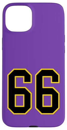 Nummer 66 im schwarz-gelben College-Sport-Stil Hülle für iPhone 15 Plus Nummer 66 im schwarz-gelben College-Sport-Stil Hülle für iPhone 15 Plus von Sports Numbers Store