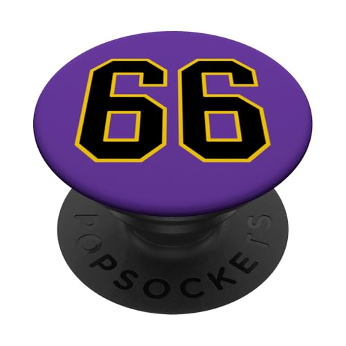 Nummer 66 im schwarz-gelben College-Sport-Stil PopSockets Klebender PopGrip Nummer 66 im schwarz-gelben College-Sport-Stil PopSockets Klebender PopGrip von Sports Numbers Store