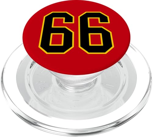 Nummer 66 im schwarz-gelben College-Sport-Stil PopSockets PopGrip für MagSafe von Sports Numbers Store