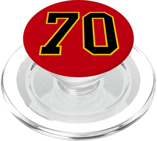 Nummer 70 im schwarz-gelben College-Sport-Stil PopSockets PopGrip für MagSafe von Sports Numbers Store