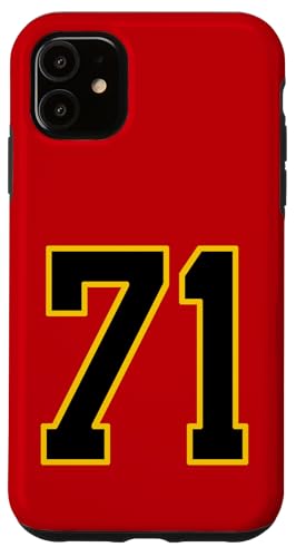 Nummer 71 im schwarz-gelben College-Sport-Stil Hülle für iPhone 11 von Sports Numbers Store