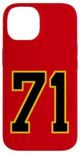Nummer 71 im schwarz-gelben College-Sport-Stil Hülle für iPhone 14 von Sports Numbers Store
