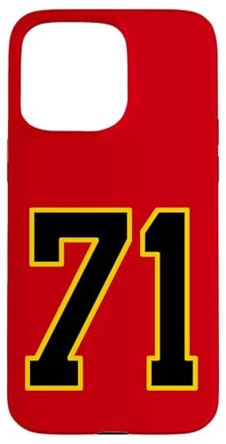 Nummer 71 im schwarz-gelben College-Sport-Stil Hülle für iPhone 15 Pro Max von Sports Numbers Store