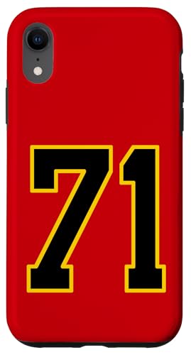 Nummer 71 im schwarz-gelben College-Sport-Stil Hülle für iPhone XR von Sports Numbers Store