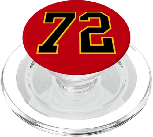 Nummer 72 im schwarz-gelben College-Sport-Stil PopSockets PopGrip für MagSafe von Sports Numbers Store