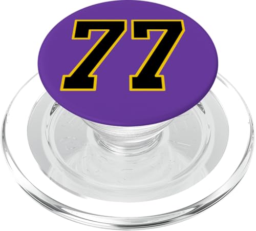 Nummer 77 im schwarz-gelben College-Sport-Stil PopSockets PopGrip für MagSafe Nummer 77 im schwarz-gelben College-Sport-Stil PopSockets PopGrip für MagSafe von Sports Numbers Store