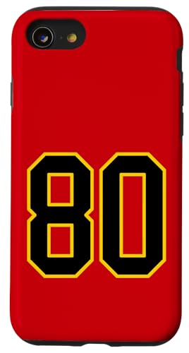 Nummer 80 im schwarz-gelben College-Sport-Stil Hülle für iPhone SE (2020) / 7 / 8 von Sports Numbers Store