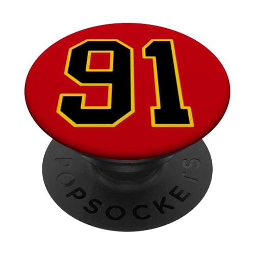 Nummer 91 im schwarz-gelben College-Sport-Stil PopSockets Klebender PopGrip Nummer 91 im schwarz-gelben College-Sport-Stil PopSockets Klebender PopGrip von Sports Numbers Store