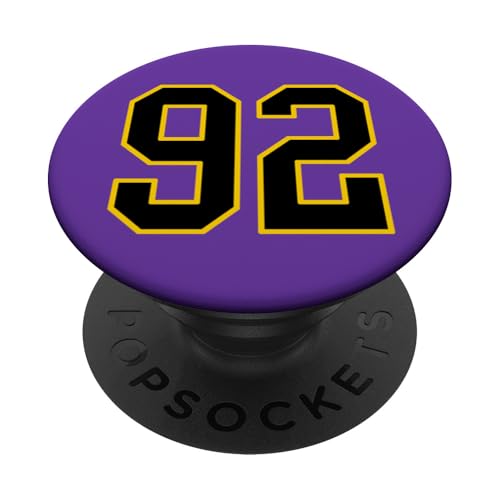 Nummer 92 im schwarz-gelben College-Sport-Stil PopSockets Klebender PopGrip Nummer 92 im schwarz-gelben College-Sport-Stil PopSockets Klebender PopGrip von Sports Numbers Store