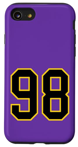Nummer 98 im schwarz-gelben College-Sport-Stil Hülle für iPhone SE (2020) / 7 / 8 von Sports Numbers Store