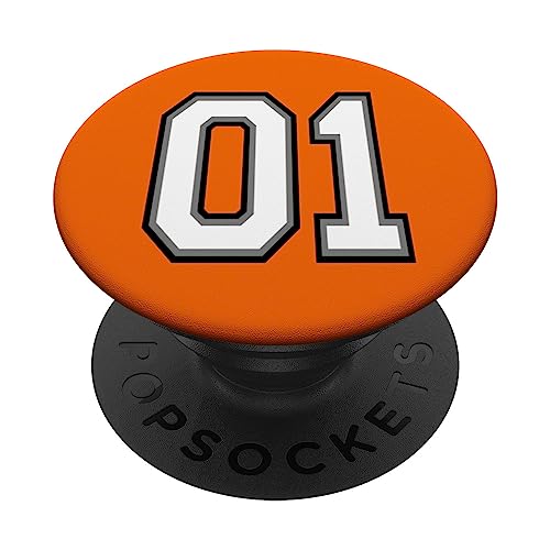 Zahl 01, 1 in schwarz, weiß und grau PopSockets mit austauschbarem PopGrip von Sports Numbers Store