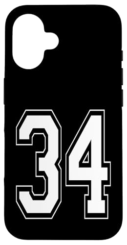 Nummer 34 T-Shirt Baseball Fußball Fußball Nummeriert Trikot Hülle für iPhone 16 Nummer 34 T-Shirt Baseball Fußball Fußball Nummeriert Trikot Hülle für iPhone 16 von Sporty Number Team Numbered Gamewear