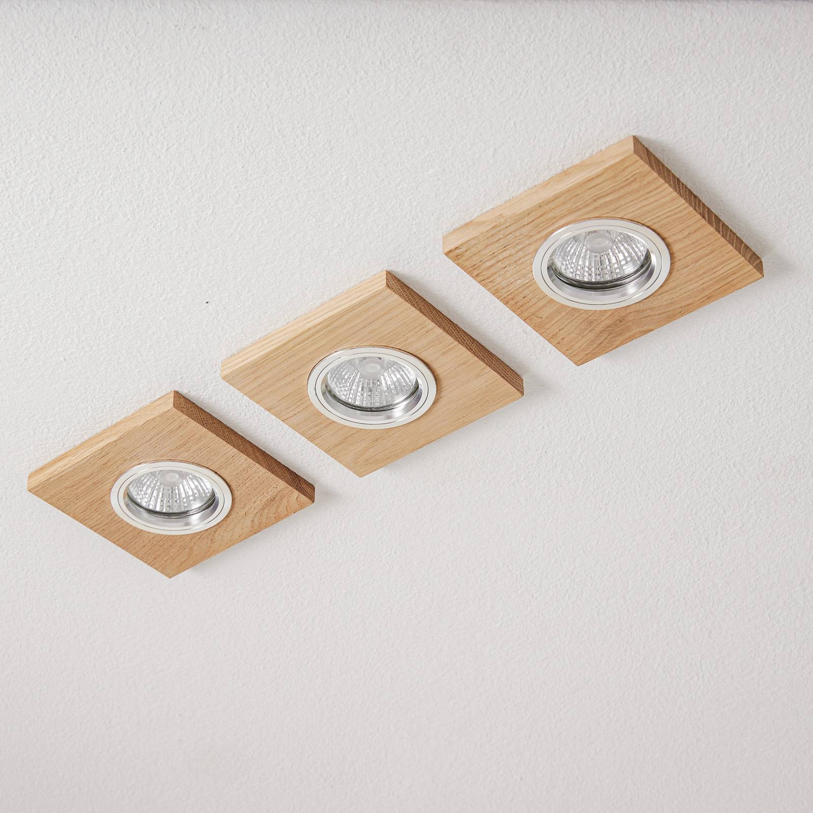 Deckeneinbauleuchte Vitar, Holz, eiche, 9,5 x 9,5cm, 3er-Set von Spot-Light