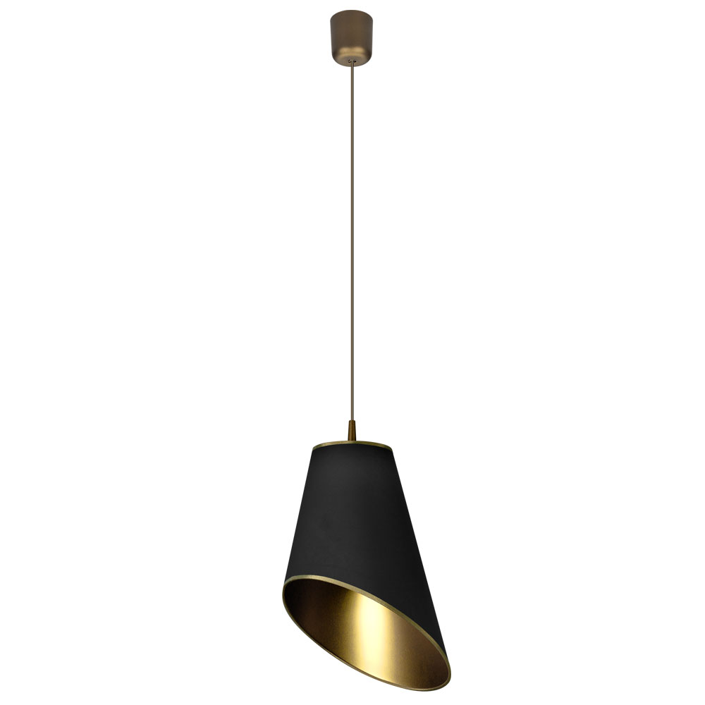 Hängeleuchte, Stoff, schwarz, gold, 30 cm, FOGLIE DI SOLE von Spot-Light