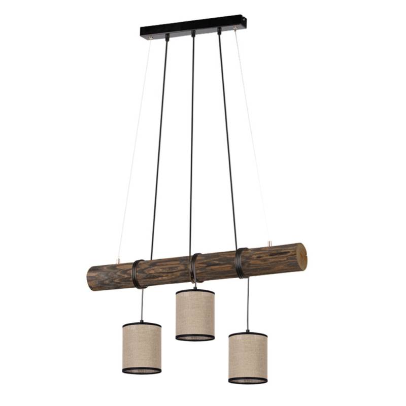 Pendellampe, Holz Stoffschirm, beige schwarz, Höhe anpassbar von Spot-Light