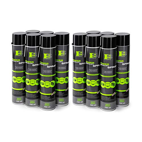 12 x 750ml Spraytive Power Druckluftspray/Druckluftreiniger mit 100mm Sprühverlängerung - PC Reinigungsset zur Reinigung von Tastatur, Computer, Kamera - Air Duster von Spraytive